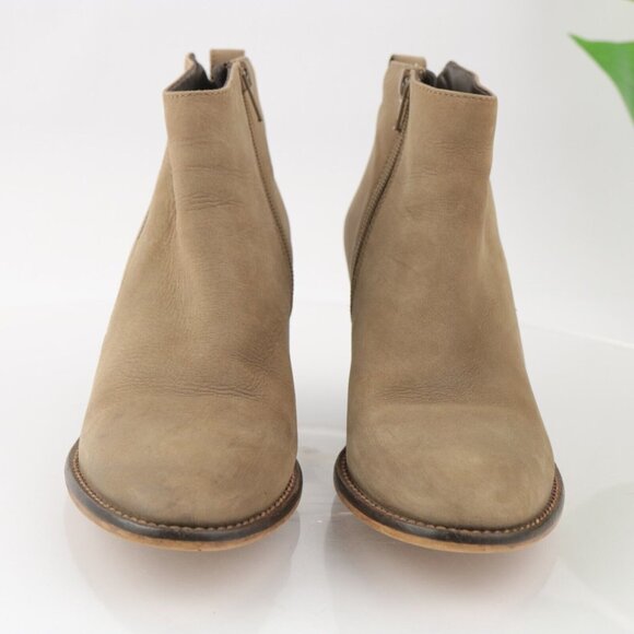 Blondo Women Nivada Boot Size 8 Waterproof Taupe Tan Leather Block Heel Side Zip - Picture 3 of 13